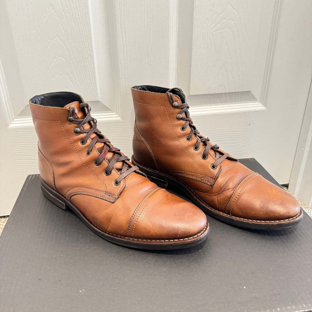 Thursday Men's Captain Lace-Up Boot In Tan 'Toffee' Leather Sz. 14